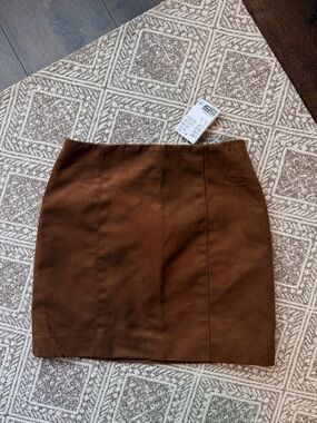 H&M Brown Suede-Look Mini Skirt